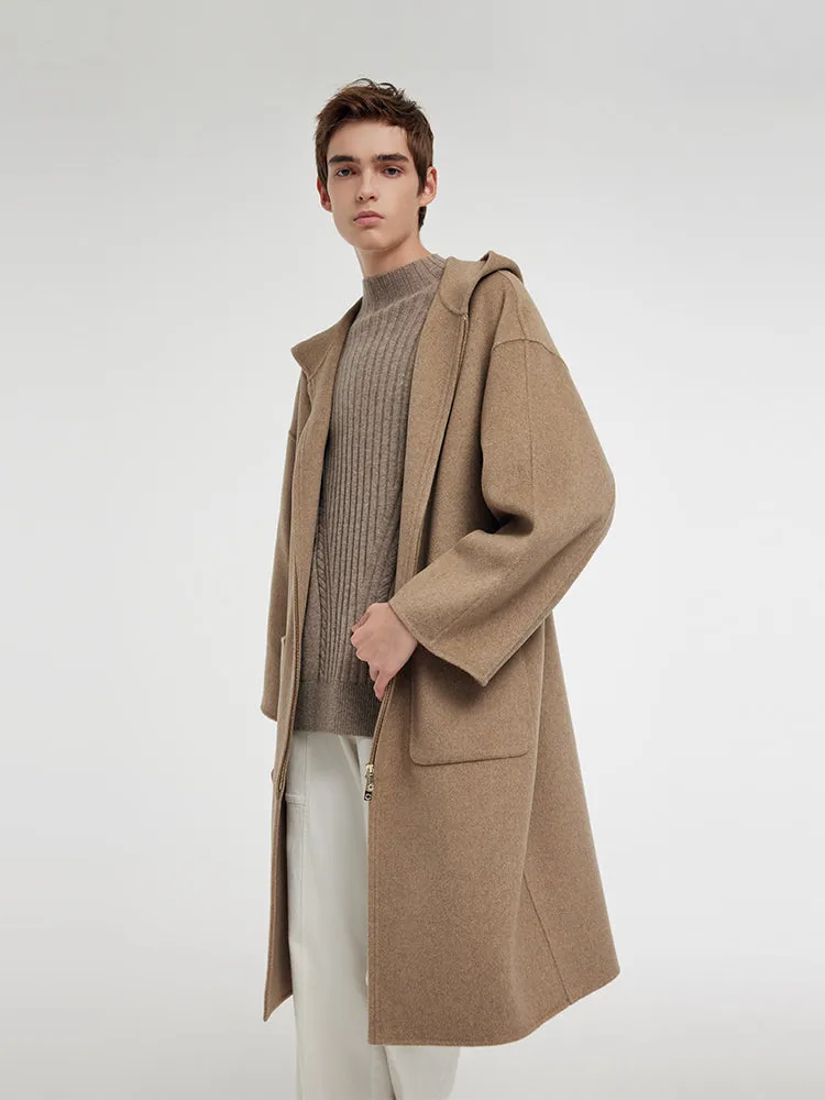 100% Cashmere Hooded Unisex Overcoat