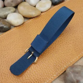 18mm Blue Nylon Single Pass 60s Unused Vintage Watch Band & Gold-Tone Buckle