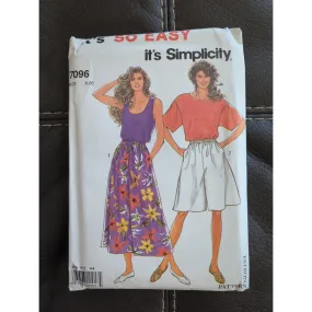 1980's Simplicity Misses' Top,Culottes Pattern 7096 Size 8-20 UNCUT