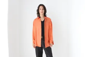 80s PURE SILK Relaxed Long Sleeve Shirt in Vibrant Orange