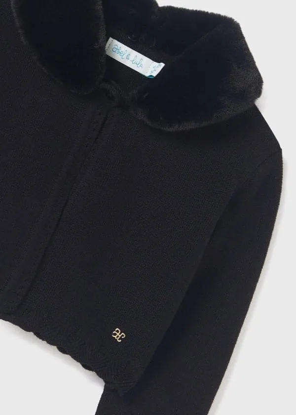 Abel & Lula Faux Fur Collar Cardigan