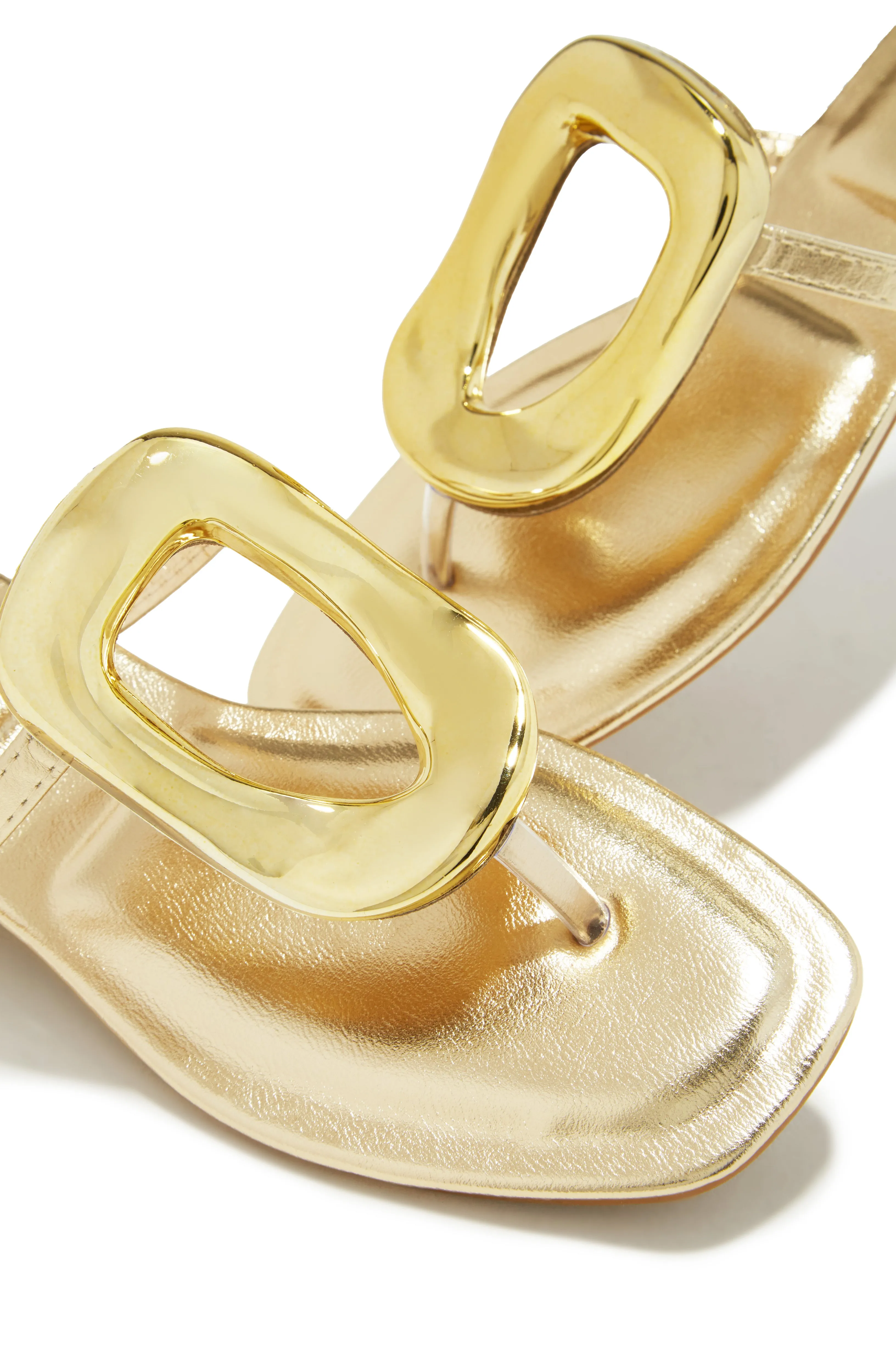 Adonna Slip On Thong Strap Sandals - Gold