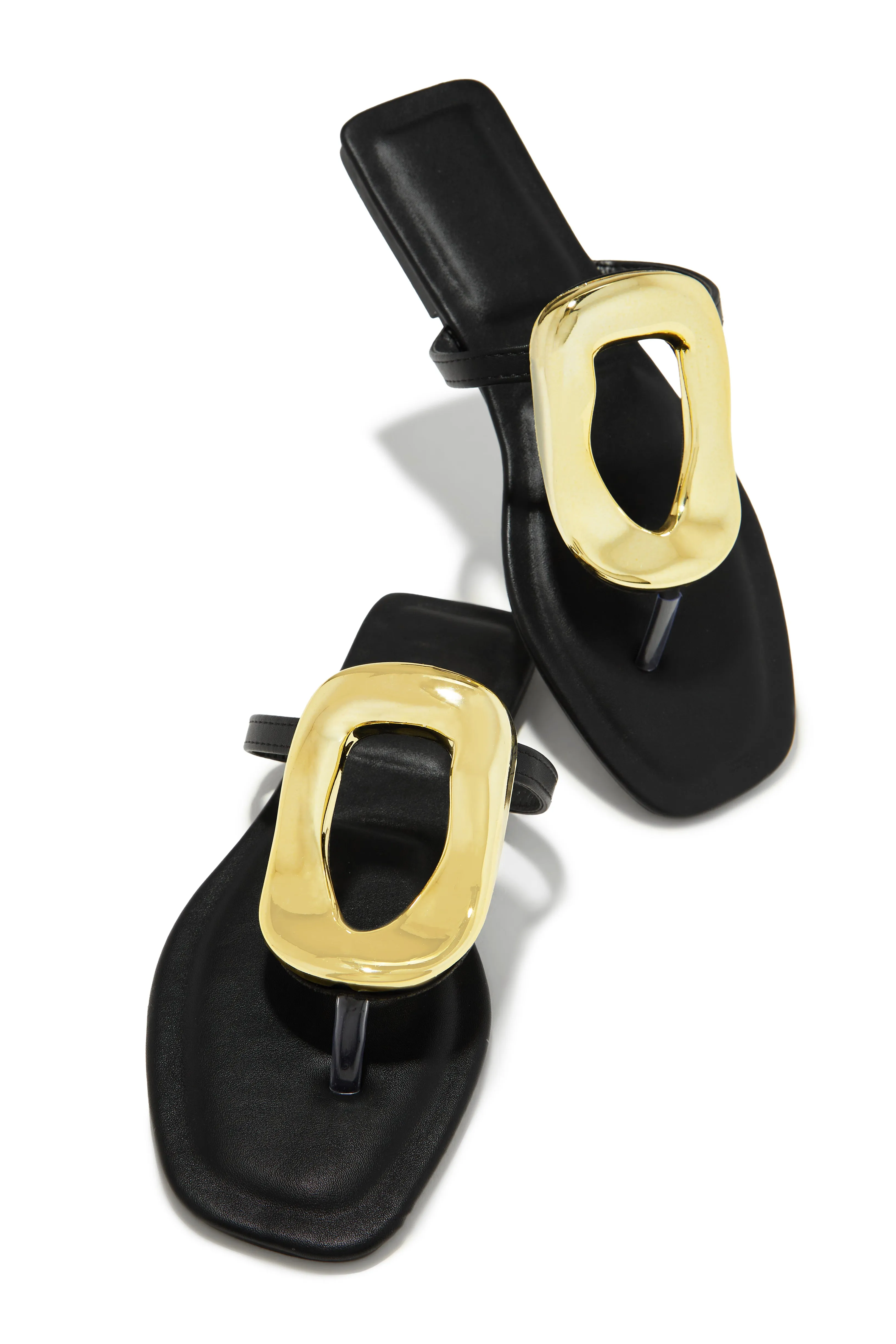 Adonna Slip On Thong Strap Sandals - Gold