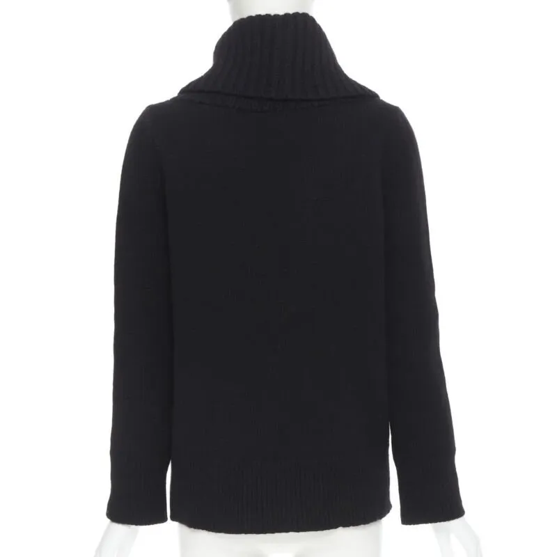 ALEXANDER MCQUEEN black wool angora blend ribbed turtleneck sweater S