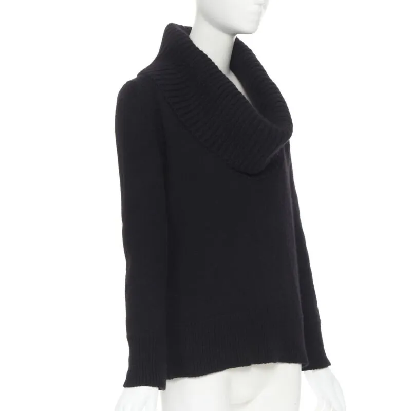 ALEXANDER MCQUEEN black wool angora blend ribbed turtleneck sweater S