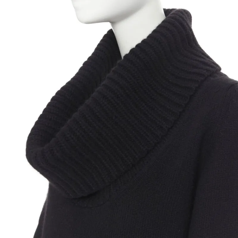 ALEXANDER MCQUEEN black wool angora blend ribbed turtleneck sweater S