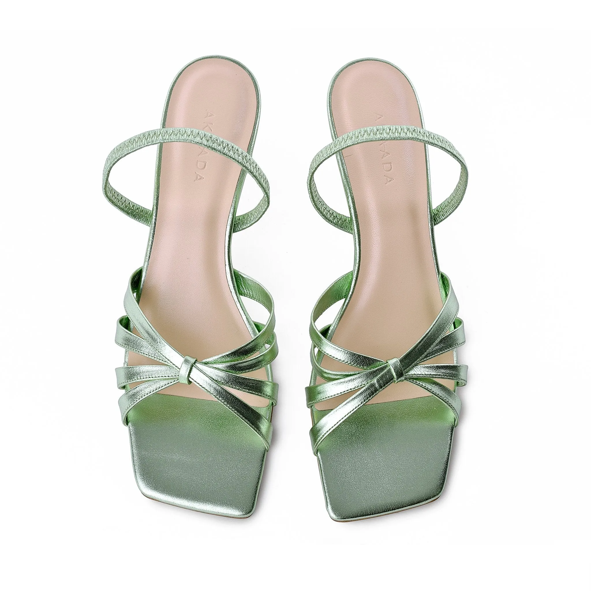 Amaya Green Metallic Leather Sandals