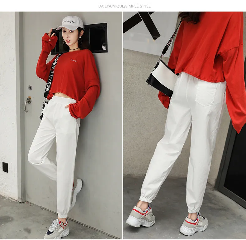 American Cargo Pants Women Loose BF High Waist Jogger Hong Kong Hip-Hop Casual INS Pants