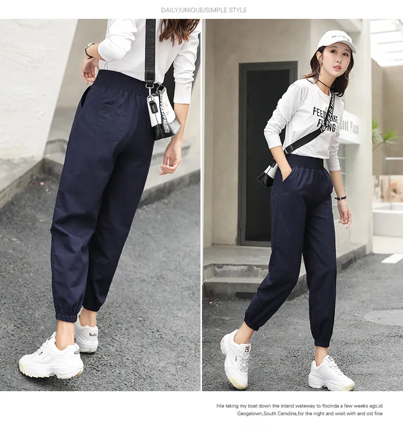 American Cargo Pants Women Loose BF High Waist Jogger Hong Kong Hip-Hop Casual INS Pants