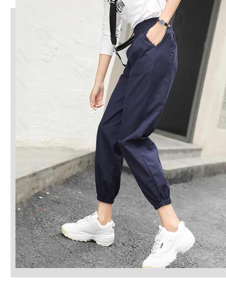 American Cargo Pants Women Loose BF High Waist Jogger Hong Kong Hip-Hop Casual INS Pants