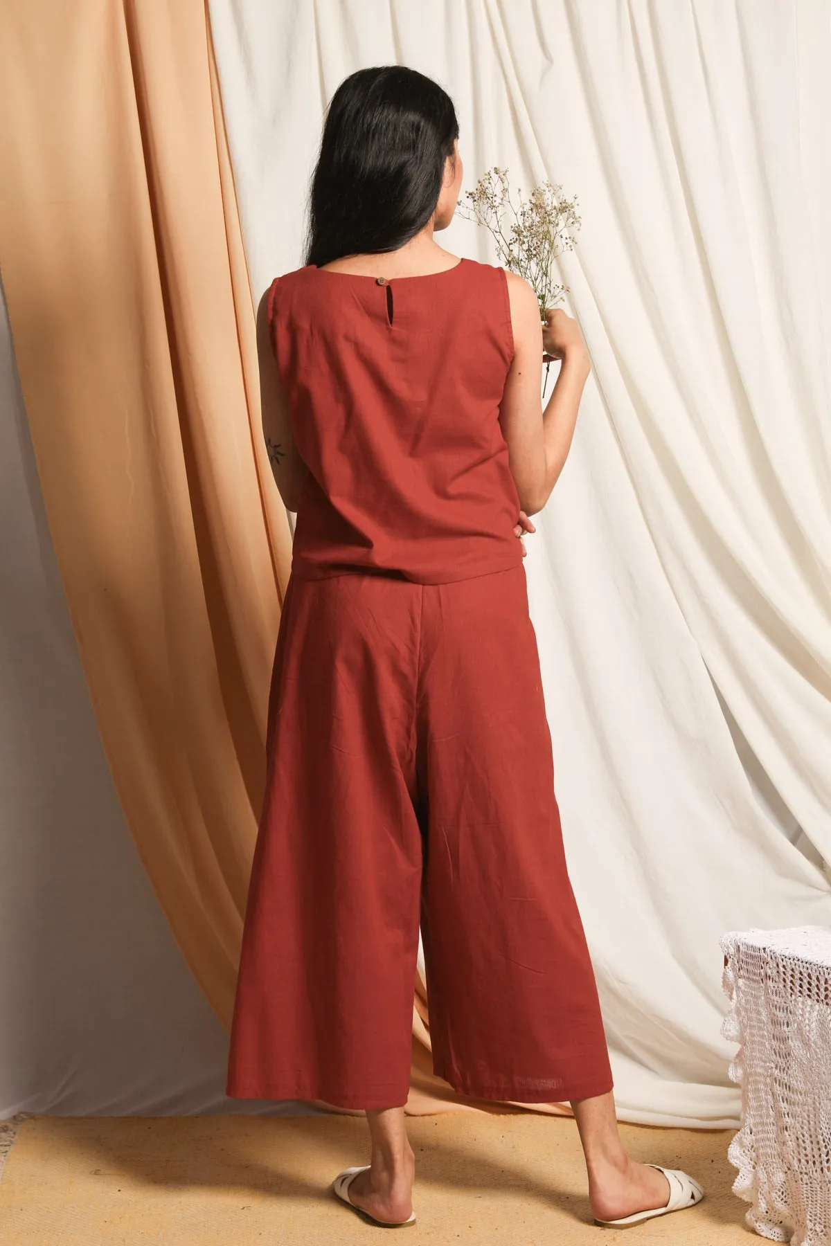 Ami Crop Top and Culotte Set - Burnt Orange