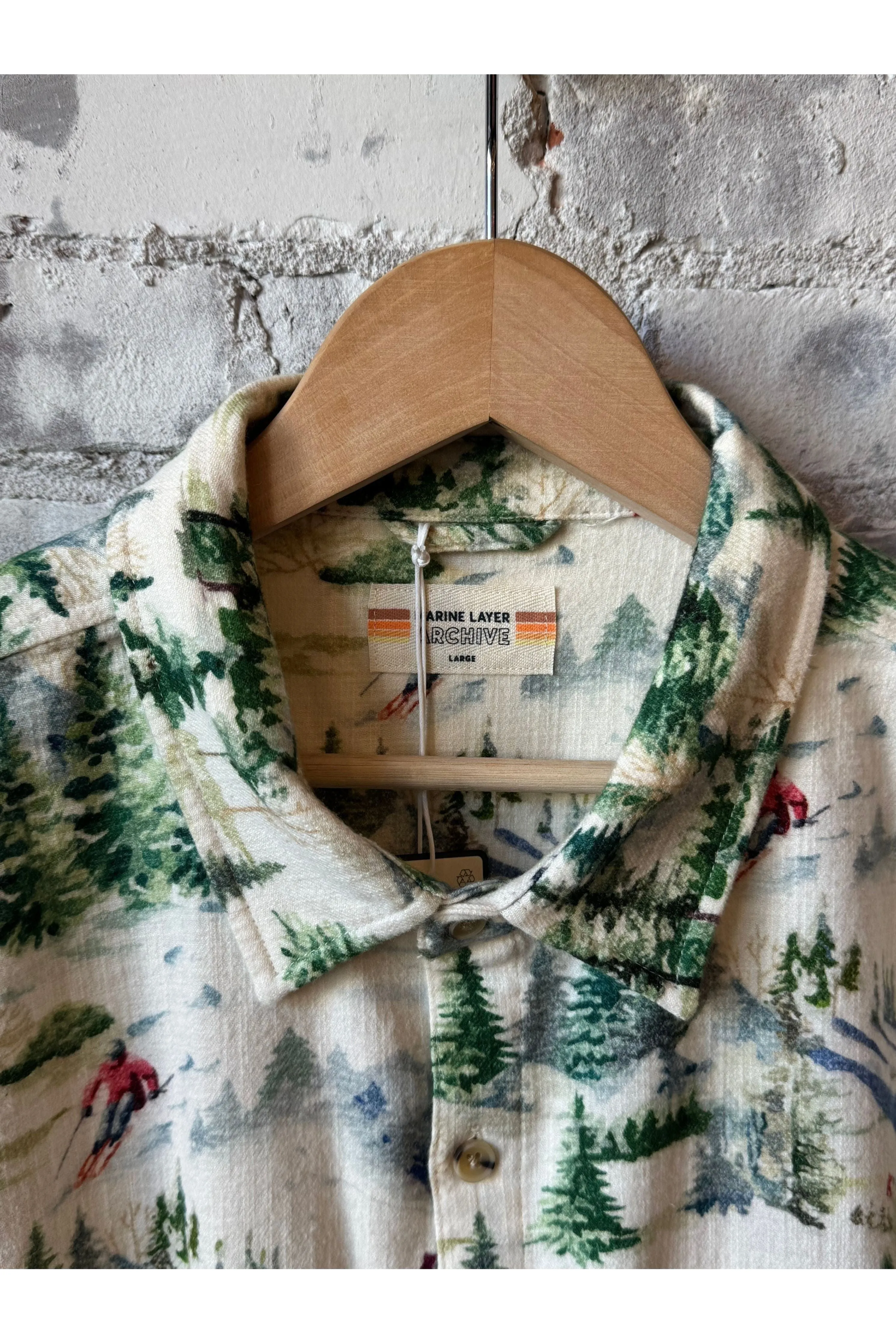 Archive Slope Stretch Selvage Shirt - Ski Mountain Print