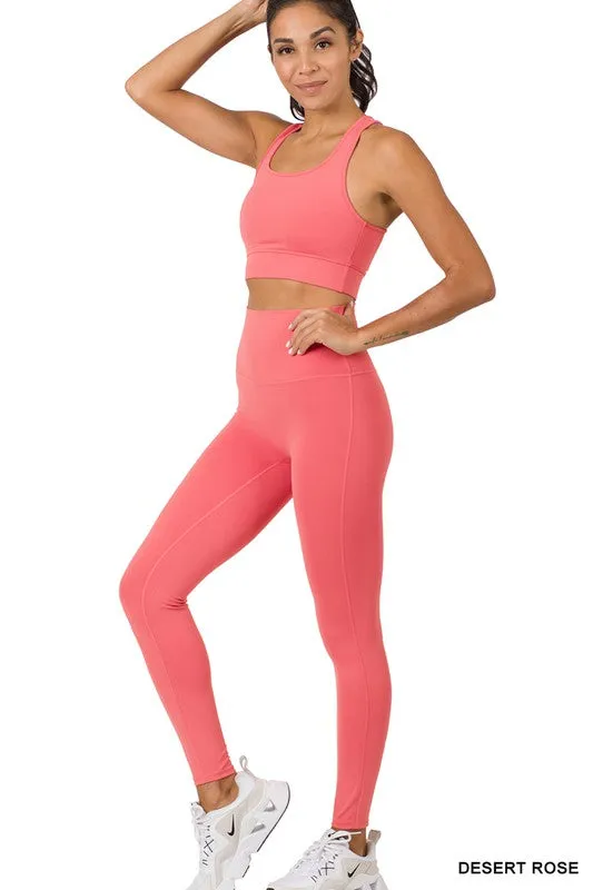 ATHLETIC RACERBACK TANK TOP LEGGINGS SET