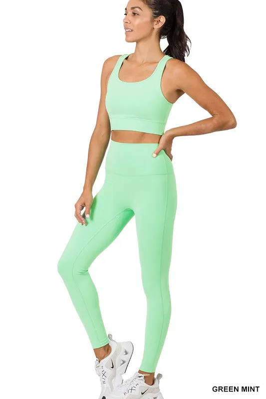 ATHLETIC RACERBACK TANK TOP LEGGINGS SET