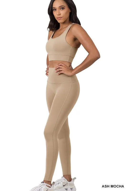 ATHLETIC RACERBACK TANK TOP LEGGINGS SET