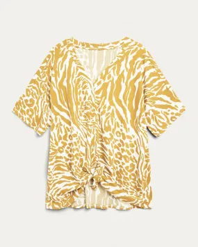 Baby Waffle Thermal Print Tee | Yellow