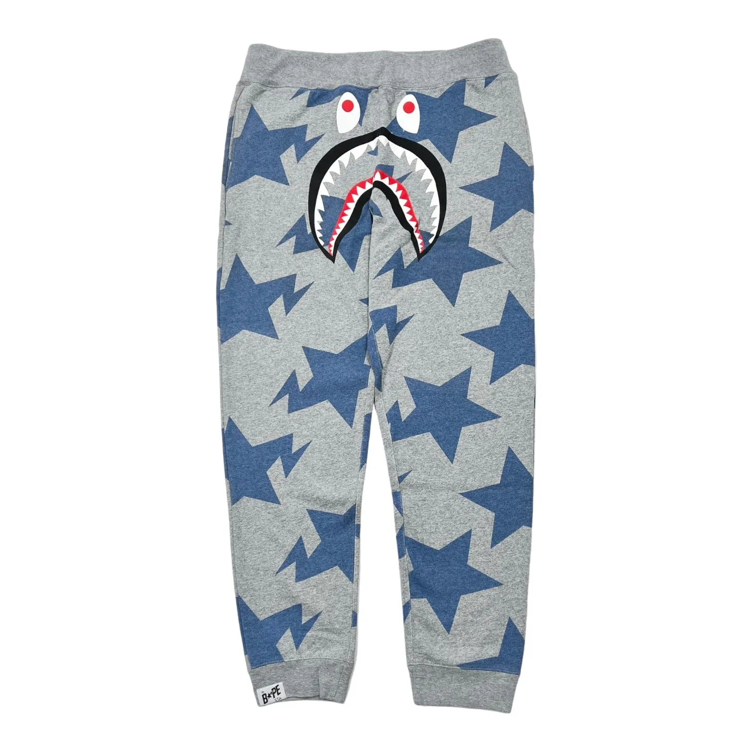 Bape Sta Shark Stars Logo Sweatpants Grey Pre-Owned