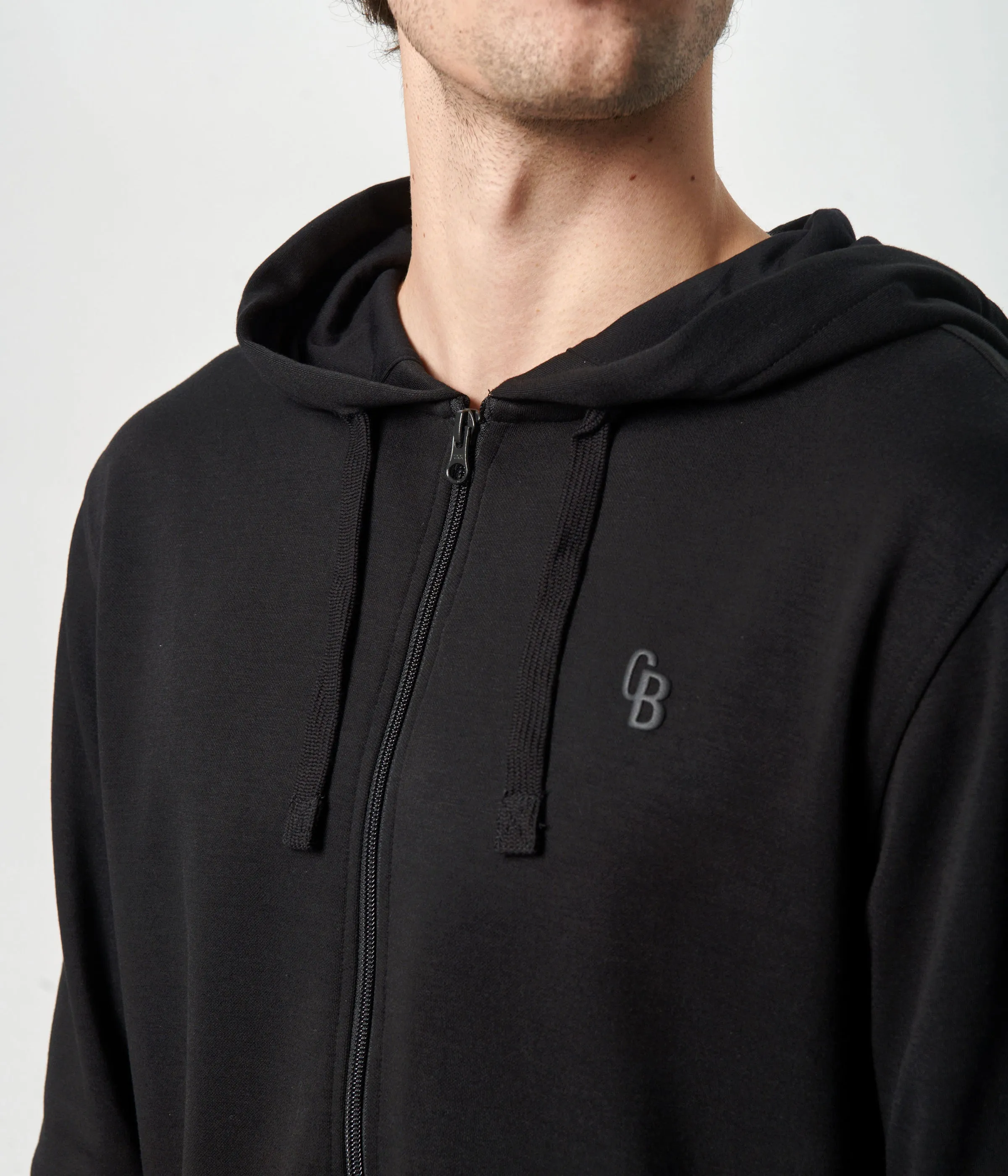 Black bamboo zip up hoodie track suit