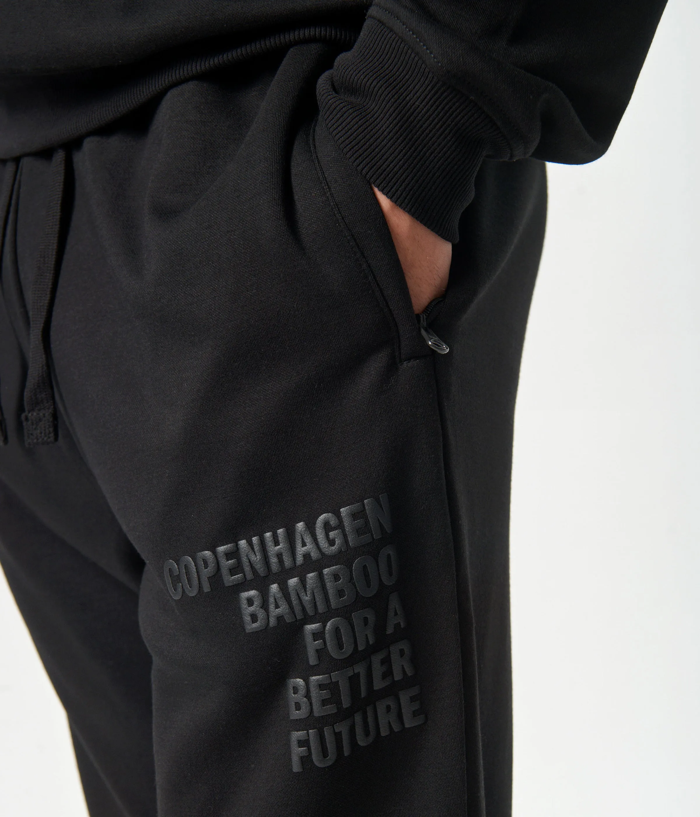 Black bamboo zip up hoodie track suit