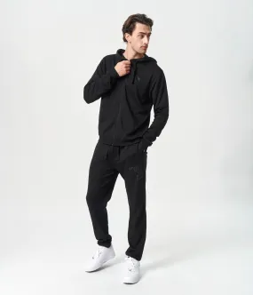 Black bamboo zip up hoodie track suit