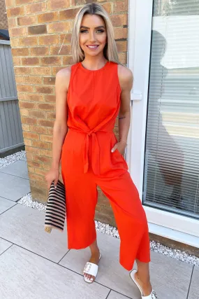 Blood Orange Tie Waist Jumpsuit