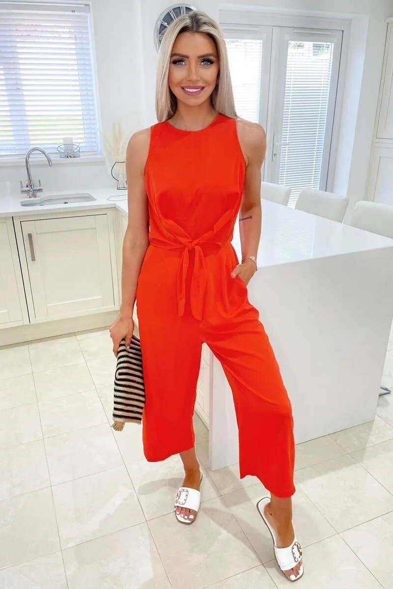 Blood Orange Tie Waist Jumpsuit