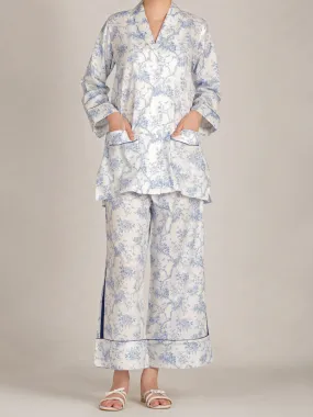 Blue & White 2 Piece Stitched Nightwear - AL-LKS-NW-1004