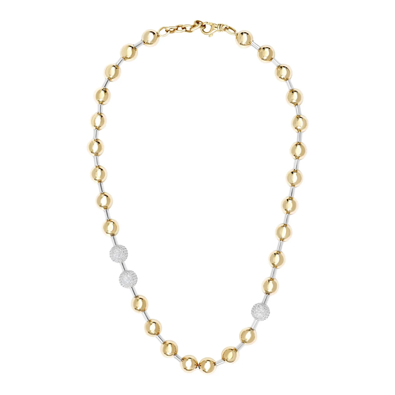 Bold Diamond & High Polish Ball Collar Necklace