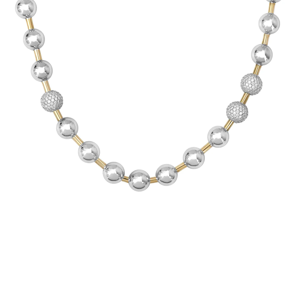 Bold Diamond & High Polish Ball Collar Necklace