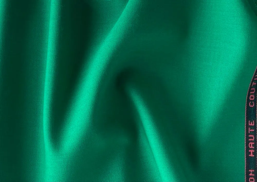 Brilliant Emerald Green Stretch Wool Twill (Made in Italy)