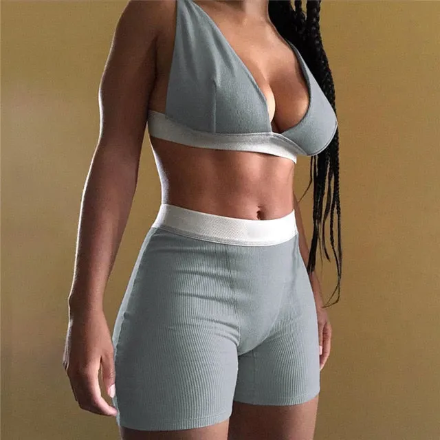 Bustier Tank Crop Top High Waist Shorts/Pants