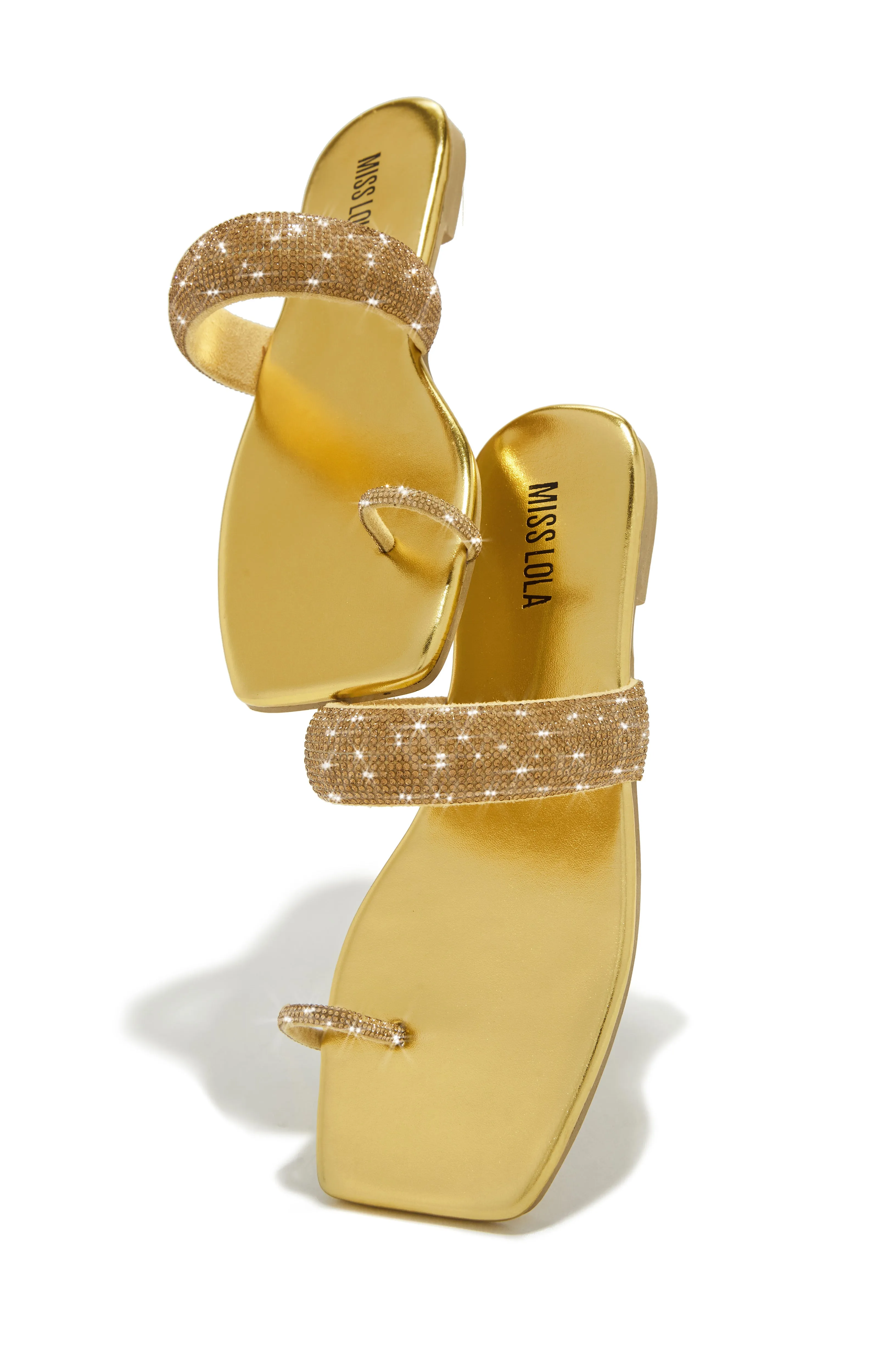 Cabana Beach Embellished Slip On Sandals - Gold