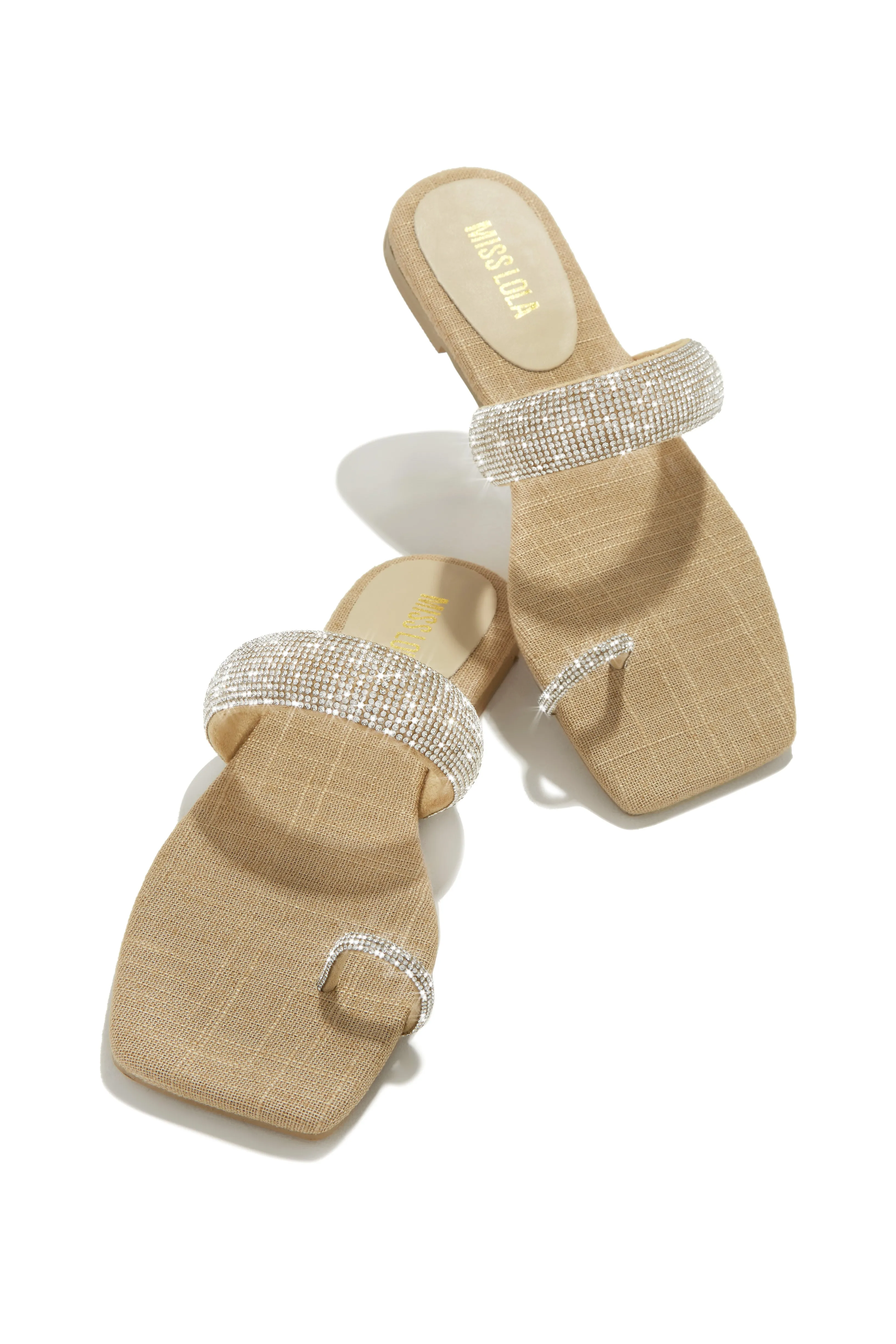 Cabana Beach Embellished Slip On Sandals - Gold