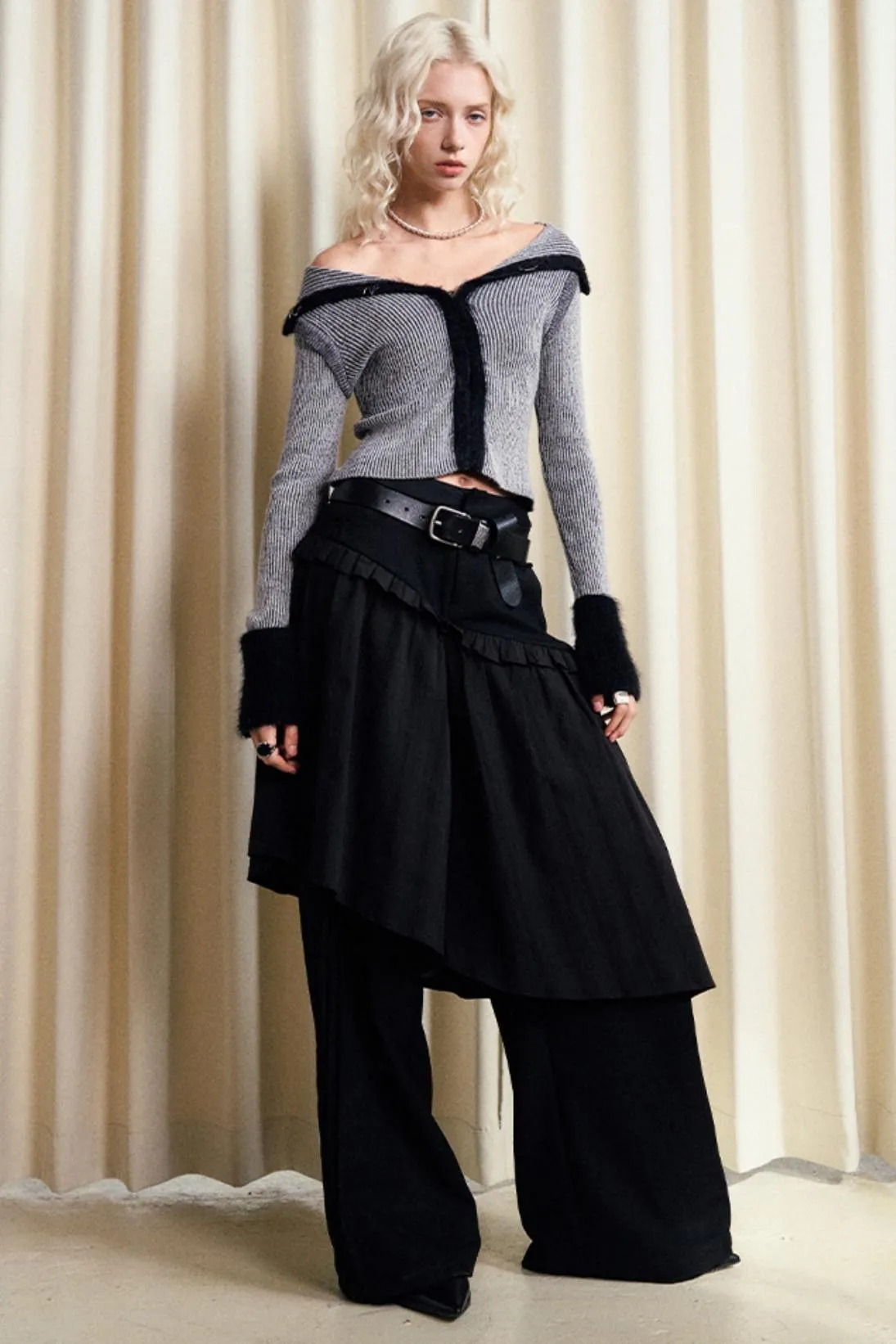 Casual Culottes Pleats Lace Pants