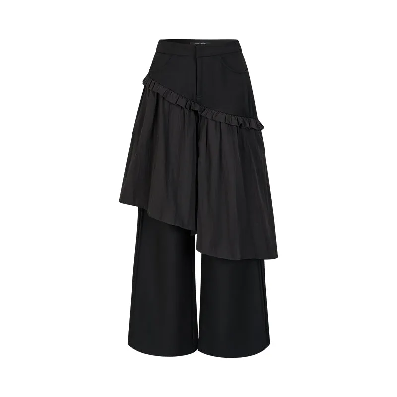 Casual Culottes Pleats Lace Pants