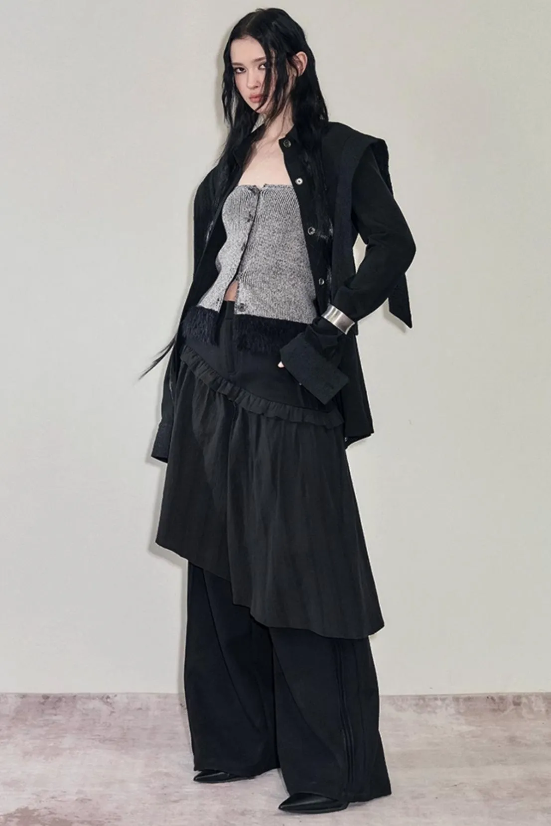 Casual Culottes Pleats Lace Pants