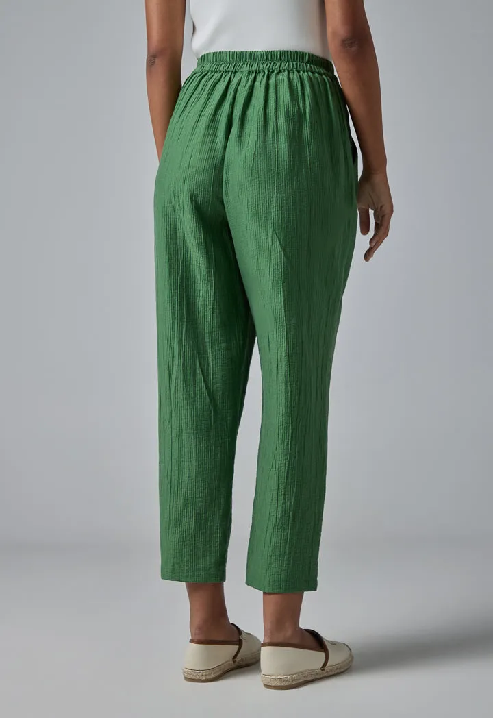 Choice High Waist Elasticated Waistband Pants Green