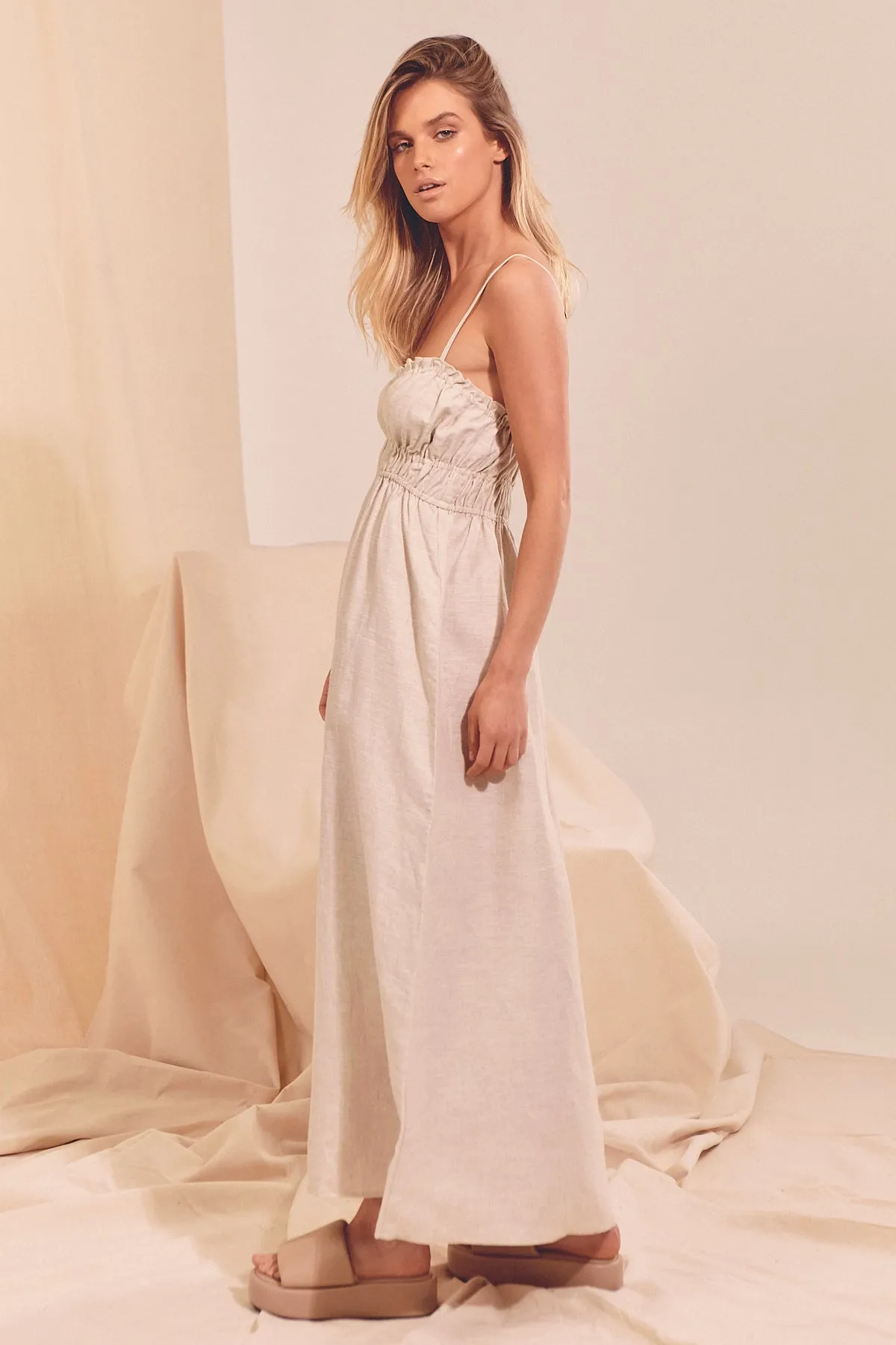 Cleo Linen Maxi Dress - Natural Messina