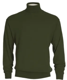 Cotton Blend Turtleneck Sweater Forest Green