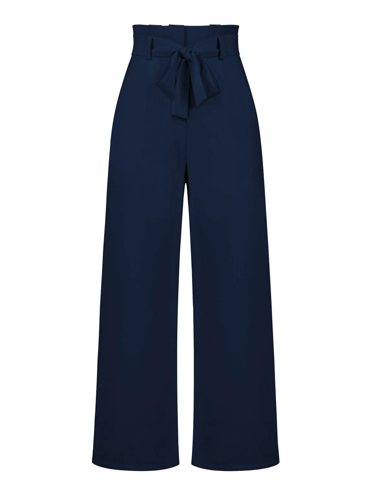 Dark Blue 1940s High Waist Bow Waist Pants