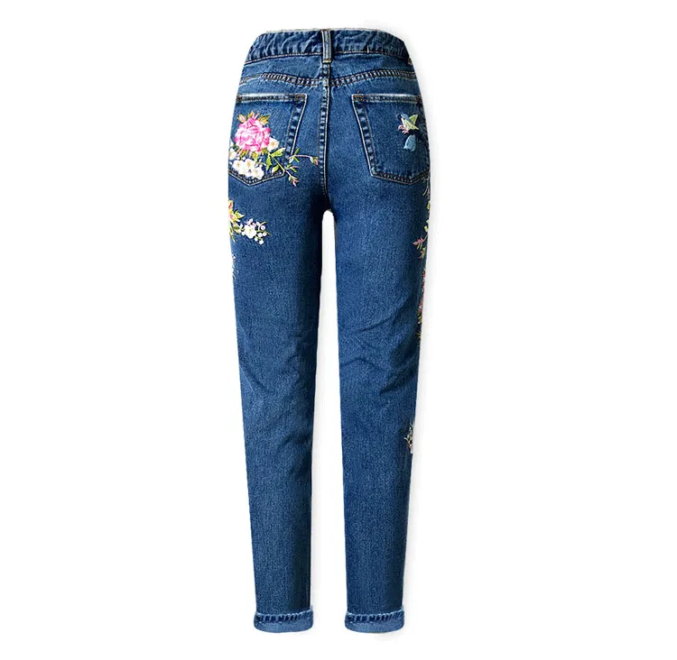 Embroidery Straight Pants Women's Jeans Mom Jeans High Waisted Jeans