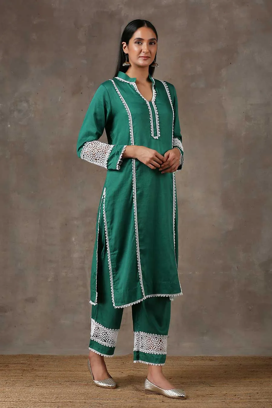 Emerald Green Kurta & Pant Set (Set of 2)