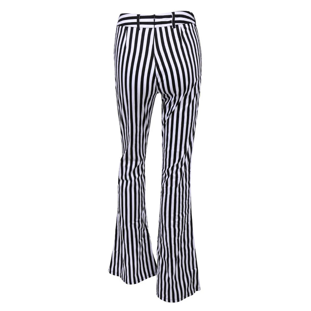 Fashion striped high waist  casual  pants