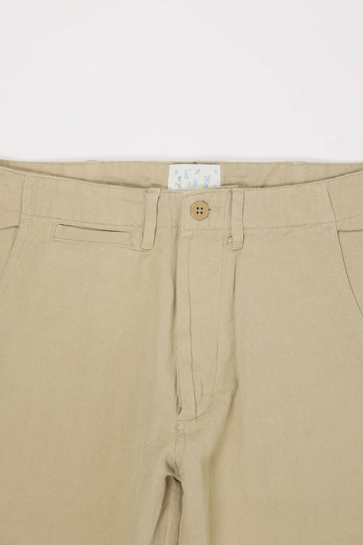 Flat Front Cotton/Linen Chinos - Camp Khaki