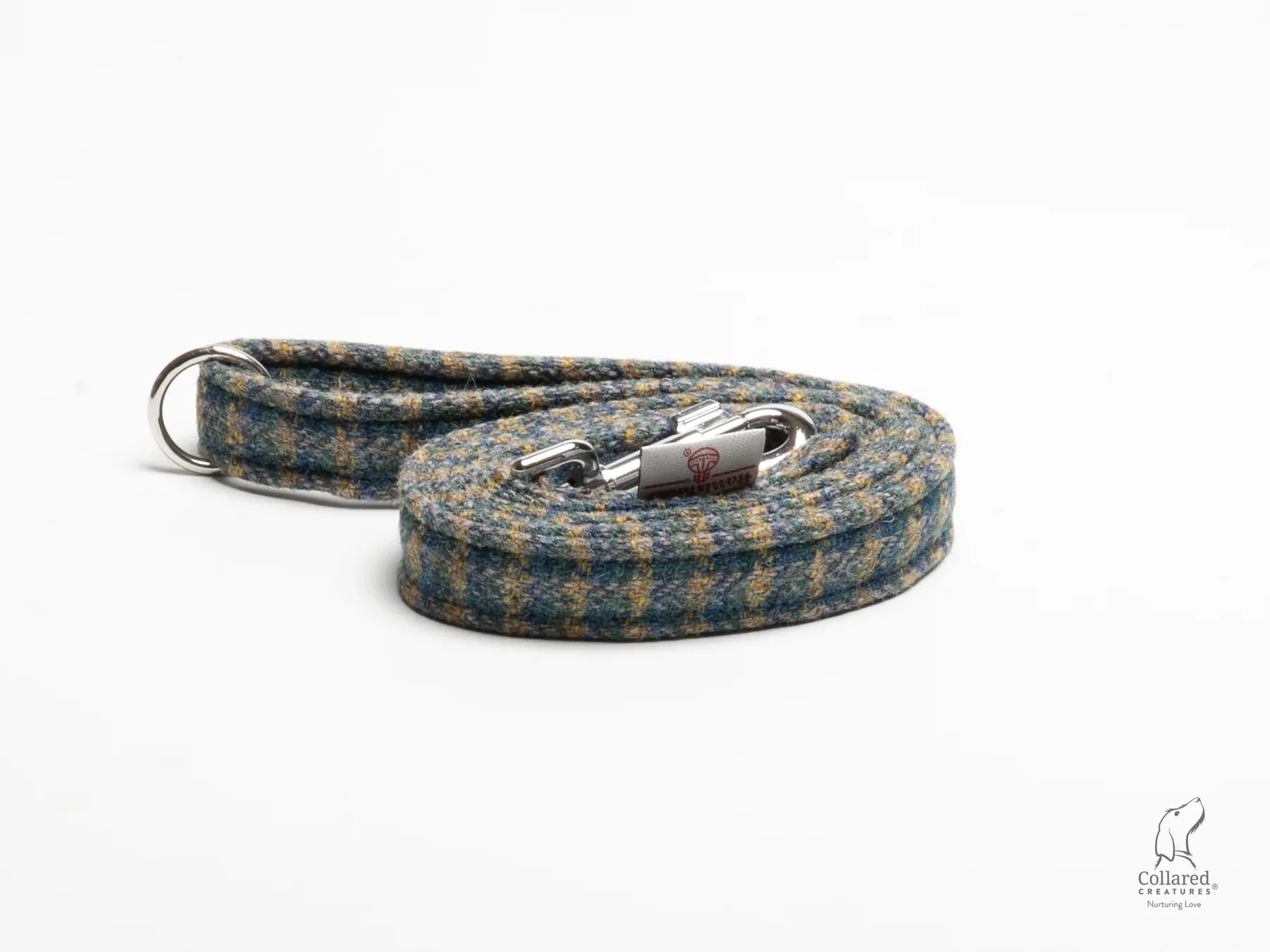 Harris Tweed Yellow & Blue Small Check Buckle Dog Collar