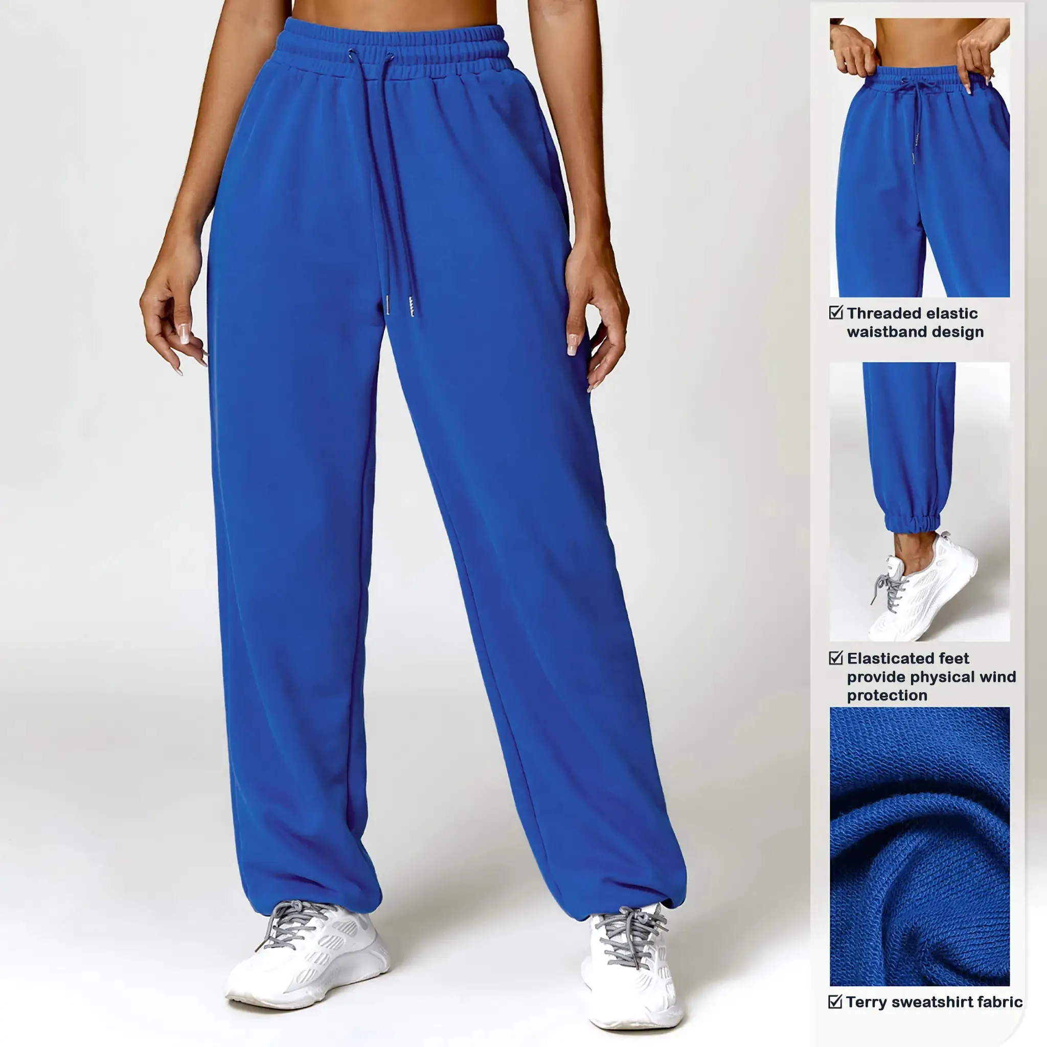 High Waist Ankle-tied Track Sweatpants Loose