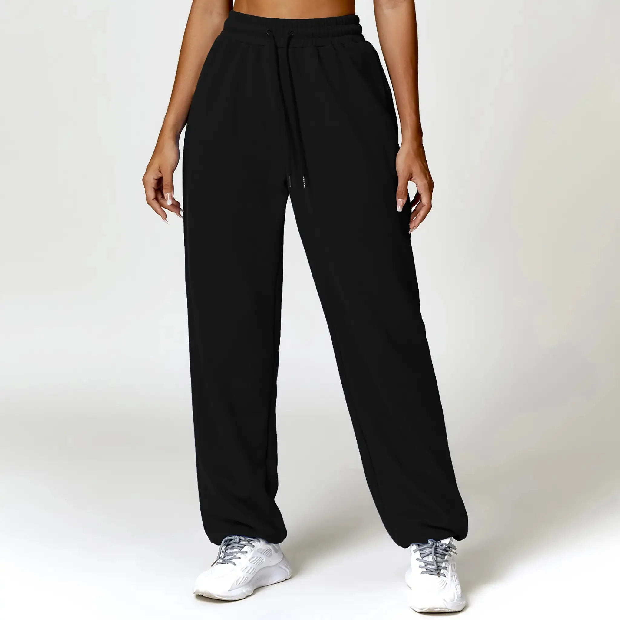 High Waist Ankle-tied Track Sweatpants Loose