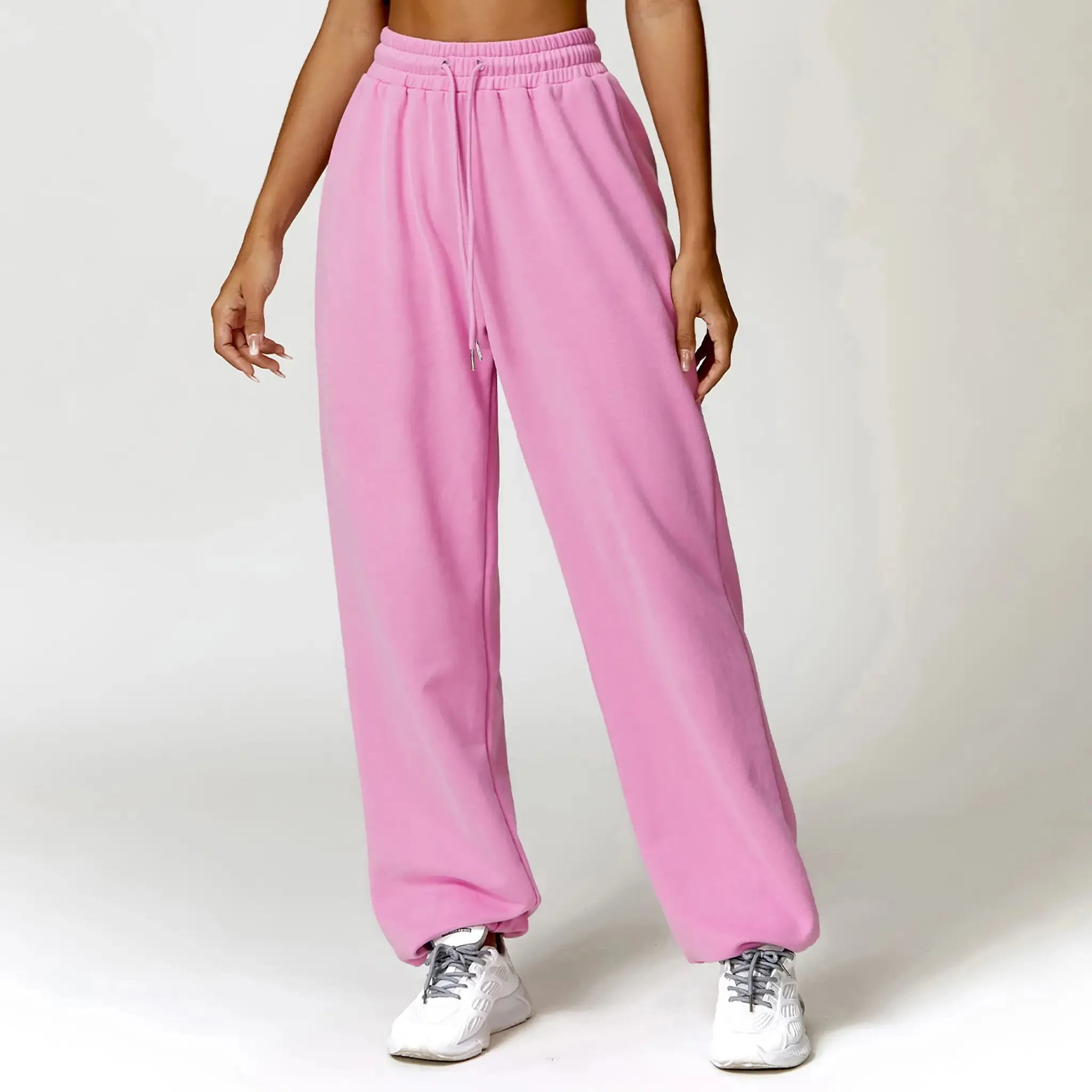 High Waist Ankle-tied Track Sweatpants Loose