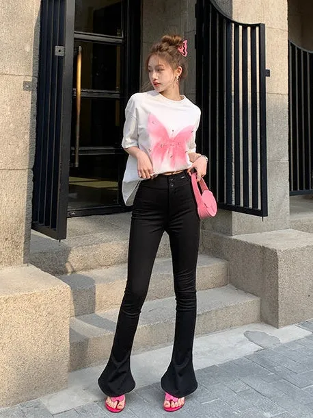 High Waist Elastic Slim Horseshoe Pants