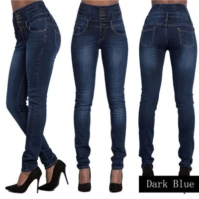 High Waist Stretch Denim Pencil Pants